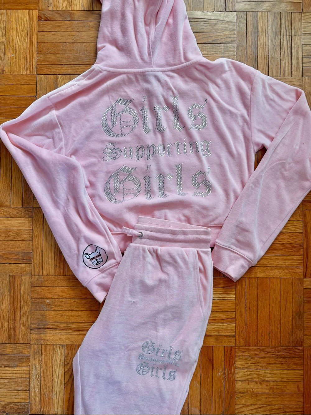 Pink “Girls Supporting Girls” Velour Tracksuit | Juicy Couture Style